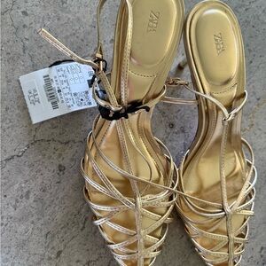 Zara Gold Strappy Heels